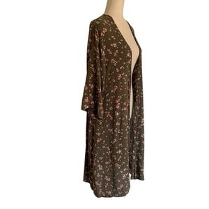 Express Cherry Blossom Floral Open Front Cardigan XS/S Lightweight Rayon EUC